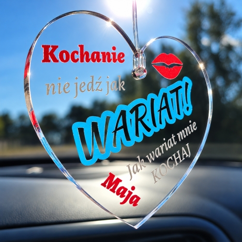 Zawieszka do Auta WARIAT z Imieniem na Dzień Chłopaka i Walentynki