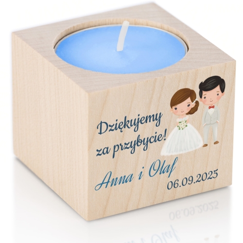 ŚWIECZNIK upominek dla gości ślub wesele nadruk
