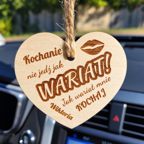 Drewniana Zawieszka do Auta z Imieniem na Dzień Chłopaka i Walentynki