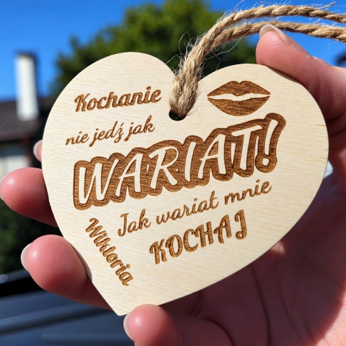 Drewniana Zawieszka do Auta z Imieniem na Dzień Chłopaka i Walentynki