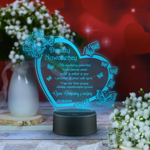 Statuetka led motyle PREZENT ŚLUBNY grawer