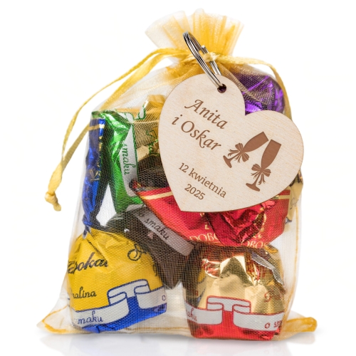 Zestaw brelok praliny UPOMINKI DLA GOŚCI na ślub wesele grawer