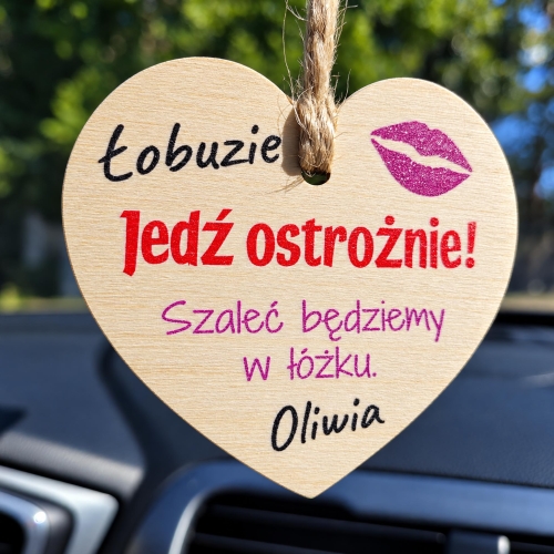 DREWNIANA ZAWIESZKA DO AUTA serce super prezent dla NIEGO
