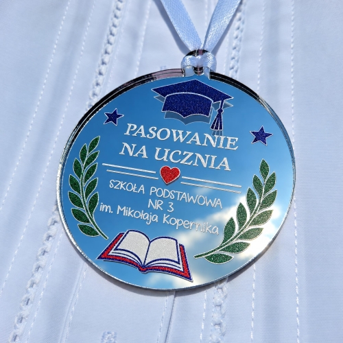 Medal na Pasowanie na Ucznia Personalizowany z Nazwą Szkoły