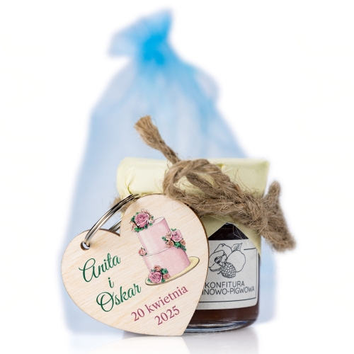 ZESTAW KONFITURA I BRELOK podziękowanie dla gości ślub wesele