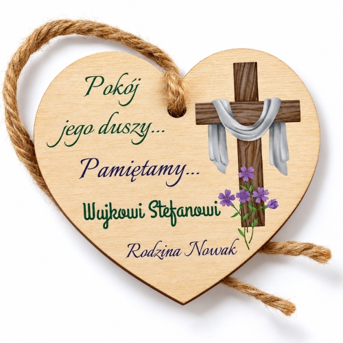 Drewniana Zawieszka na Znicz Personalizowana Dekoracja na Grób