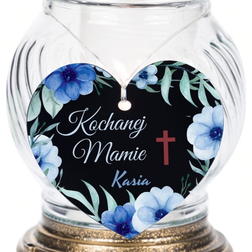 Personalizowana Zawieszka Serce na Znicz z Dedykacją Dekoracja na Grób