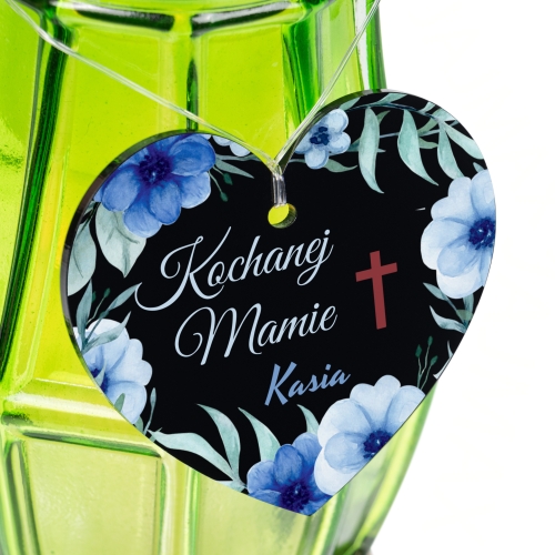Personalizowana Zawieszka Serce na Znicz z Dedykacją Dekoracja na Grób