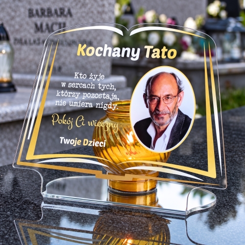 Personalizowana Księga na Grób ze Zdjęciem i Tekstem Podstawka na Znicz XXL