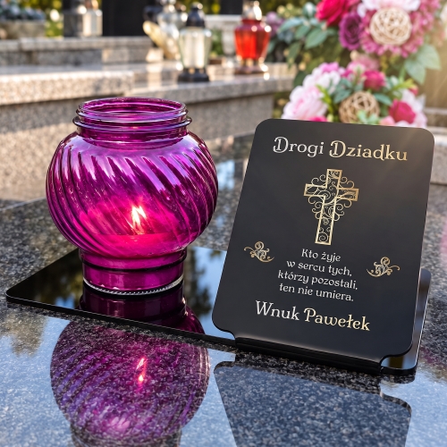 Personalizowana Podstawka pod Znicz Statuetka na Grób z Dedykacją