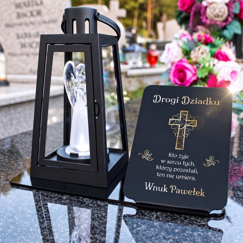 Personalizowana Podstawka pod Znicz Statuetka na Grób z Dedykacją