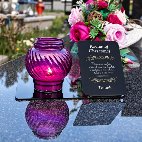 Personalizowana Statuetka Nagrobna z Dedykacją Podstawka pod Znicz