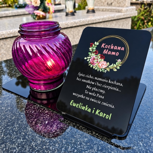 Statuetka na Grób z Dedykacją Personalizowana Podstawka pod Znicz