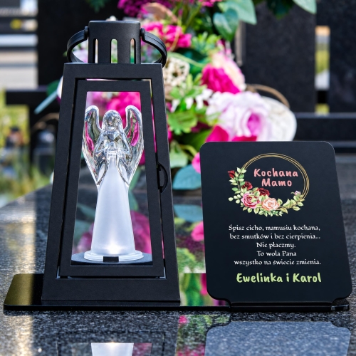 Statuetka na Grób z Dedykacją Personalizowana Podstawka pod Znicz