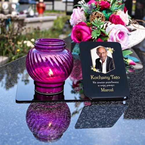Personalizowana Podstawka na Grób ze Zdjęciem i Dedykacją pod Znicz