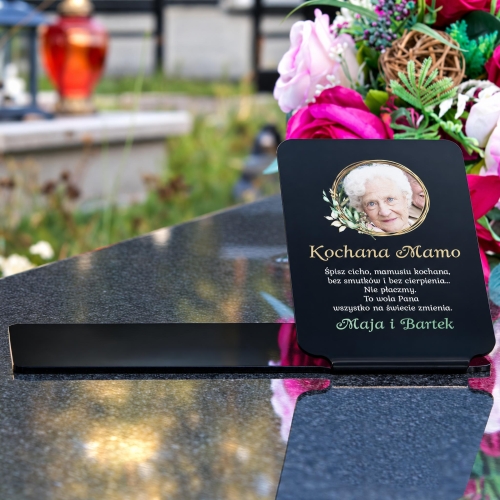 Personalizowana Ozdoba na Grób ze Zdjęciem i Dedykacją Podstawka pod Znicz