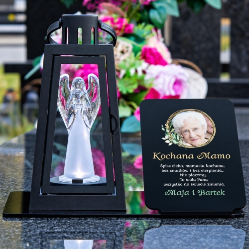 Personalizowana Ozdoba na Grób ze Zdjęciem i Dedykacją Podstawka pod Znicz