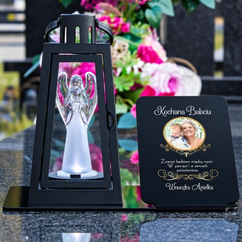 Personalizowana Tabliczka na Grób ze Zdjęciem i Dedykacją Podstawka pod Znicz
