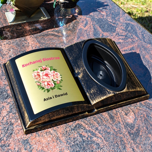 Księga na Grób z Motywem Kwiatów Personalizowana z Napisem