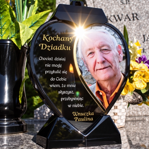 Znicz ze Zdjęciem SOLARNY LED Personalizowany na Grób XXL