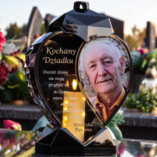 Znicz ze Zdjęciem SOLARNY LED Personalizowany na Grób XXL