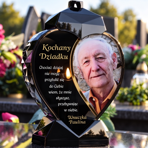 Znicz ze Zdjęciem SOLARNY LED Personalizowany na Grób XXL