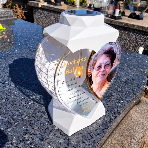 Znicz SOLARNY ze Zdjęciem Personalizowany na Grób XXL LED