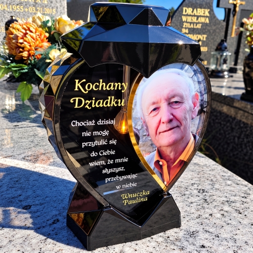 Znicz SOLARNY ze Zdjęciem Personalizowany na Grób XXL LED