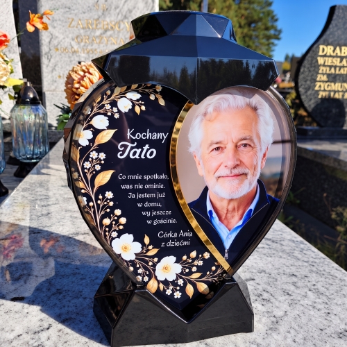 Znicz ze Zdjęciem na Całym Froncie Personalizowany na Grób