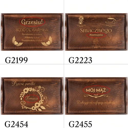 DREWNIANY STOLIK do łóżka ciemny prezent na urodziny grawer