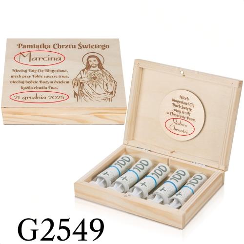 Pudełko na pieniądze PREZENT NA CHRZEST grawer