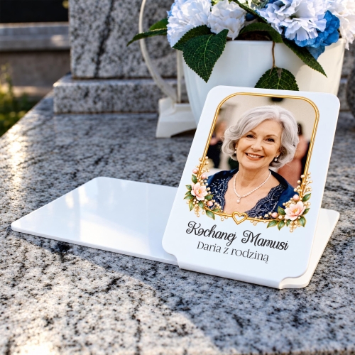 Personalizowana Podstawka na Grób ze Zdjęciem i Własnym Napisem