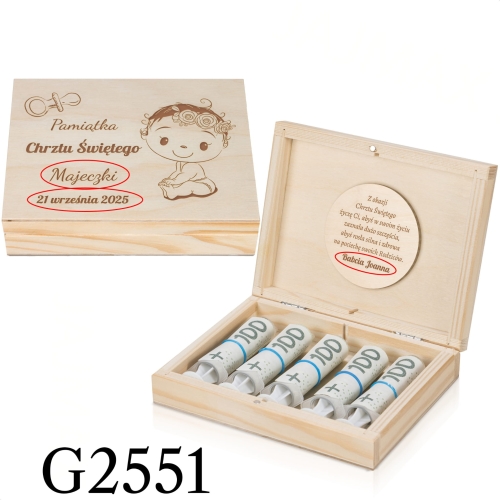 Pudełko na pieniądze PREZENT NA CHRZEST grawer