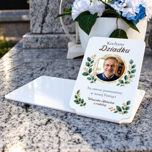 Podstawka na Grób dla Dziadka ze Zdjęciem i Dedykacją