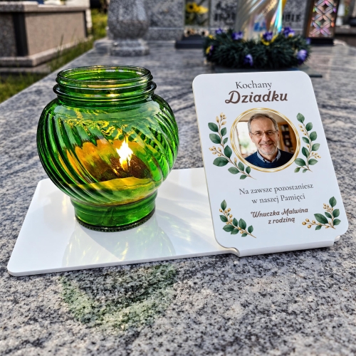 Podstawka na Grób dla Dziadka ze Zdjęciem i Dedykacją