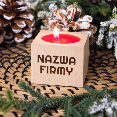 Świecznik z Grawerem Nazwy Firmy Upominek Świąteczny dla Klientów