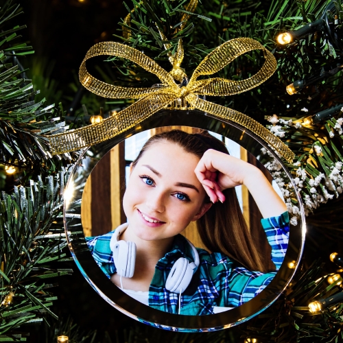 Bombka ze Zdjęciem na Choinkę Personalizowana Ozdoba Świąteczna