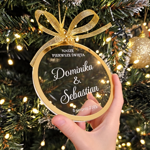 Bombka Personalizowana z Imionami i Datą na Pierwsze Święta