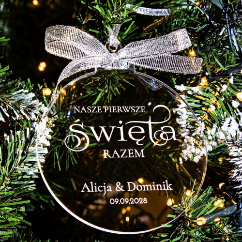 Bombka Personalizowana z Imionami i Datą Pierwsze Święta Razem