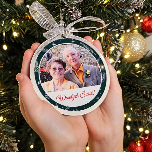 Bombka ze Zdjęciem i Dedykacją Personalizowana na Choinkę