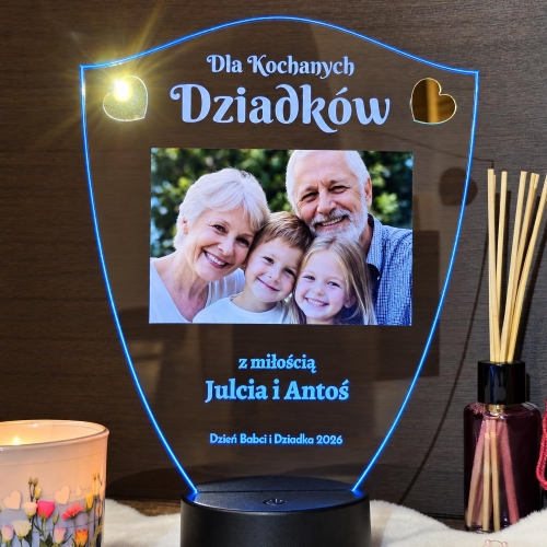 Prezent dla Babci i Dziadka Statuetka LED ze Zdjęciem i Dedykacją