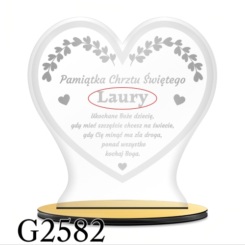 Statuetka serce PREZENT NA CHRZEST dla dziecka grawer