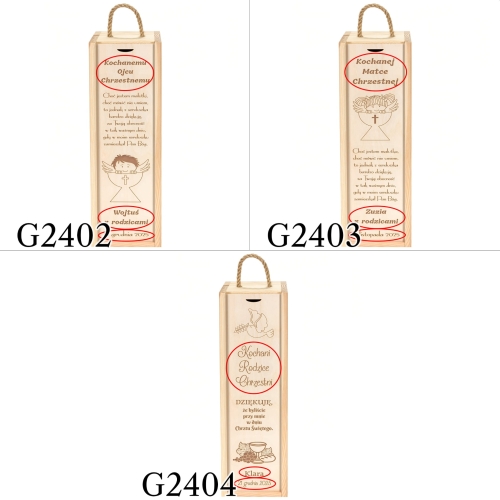 Skrzynka na alkohol 2 szt prezent dla chrzestnych na CHRZEST