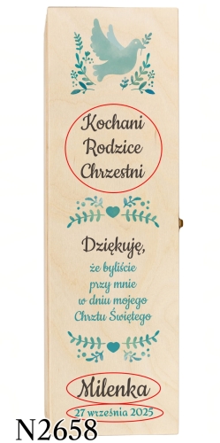 Zestaw 2 szt SKRZYNKA podziękowanie dla chrzestnych chrzest