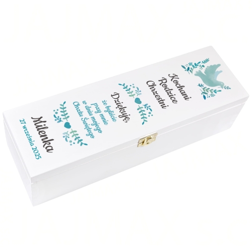 Zestaw 2 szt SKRZYNKA NA WINO podziękowania dla chrzestnych