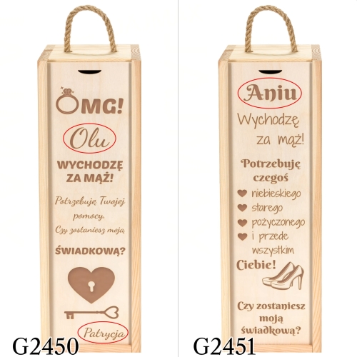 Skrzynka na wino PREZENT DLA ŚWIADKOWEJ pytanie grawer