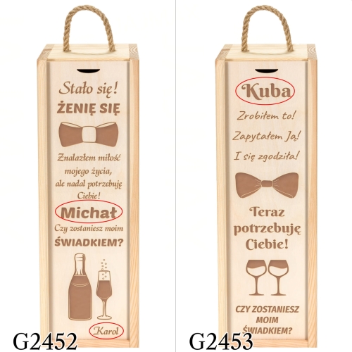 Skrzynka na wino PREZENT DLA ŚWIADKOWEJ pytanie grawer