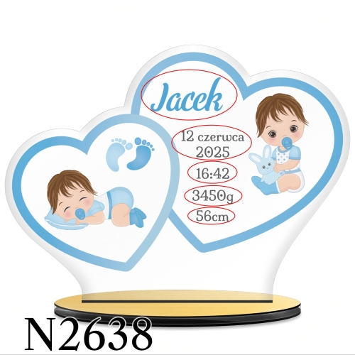 METRYCZKA dwa serca PREZENT DLA DZIECKA nadruk