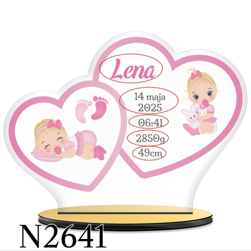 METRYCZKA dwa serca PREZENT DLA DZIECKA nadruk