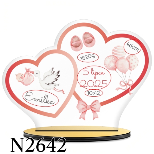 METRYCZKA dwa serca PREZENT DLA DZIECKA nadruk